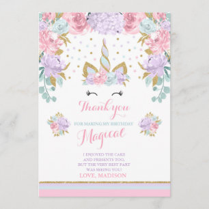 Einhorn danken Ihnen, rosa Goldmagisches Einhorn Dankeskarte