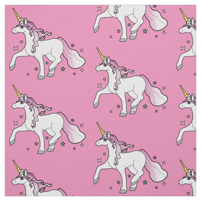 Einhorn, das durch Sterne trottet Stoff (Muster)