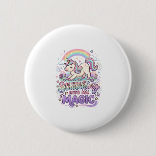 Einhorn, das sich in meine magische fette Schrifta Button