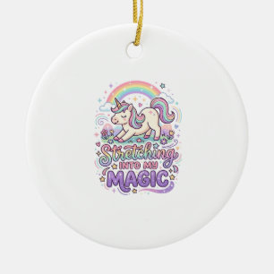 Einhorn, das sich in meine magische fette Schrifta Keramik Ornament