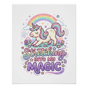 Einhorn, das sich in meine magische fette Schrifta Poster