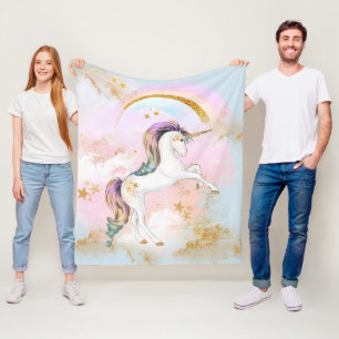 Einhorn-Decke in Pastellfarben Fleecedecke