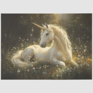 Einhorn-Dekoupage auf goldener Wiese Seidenpapier