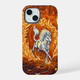 Einhorn der Feuer-Fantasie-Kunst iPhone 15 Hülle