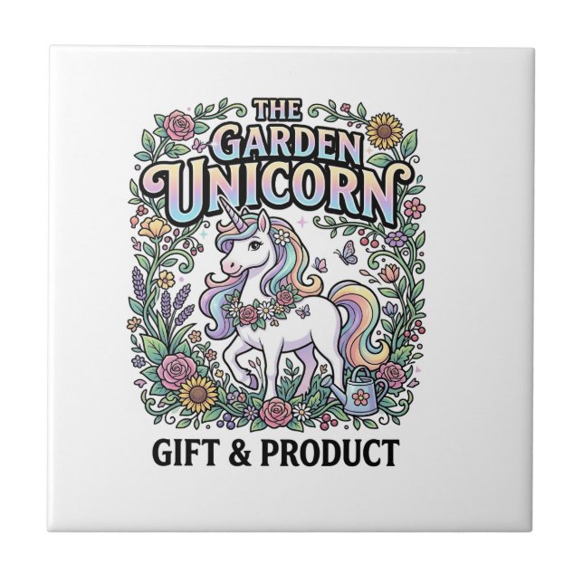 Einhorn Der Garten Einhorn Werbevektor Design Fliese (Vorderseite)