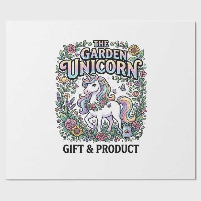 Einhorn Der Garten Einhorn Werbevektor Design Geschenkpapier (Flach)