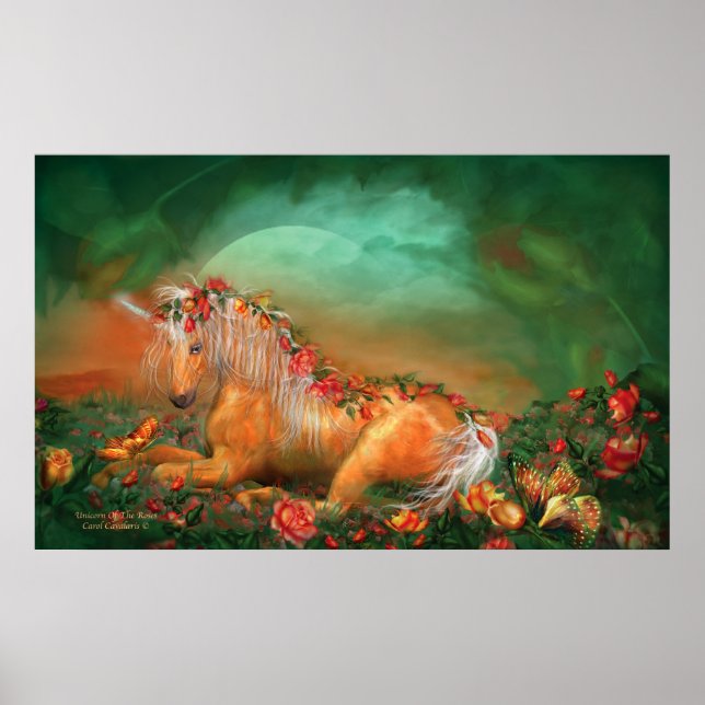 Einhorn der Rose Art Poster/Print Poster (Vorne)