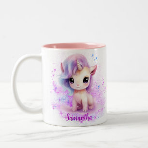 Einhorn-Design mit individuellem Namen Zweifarbige Tasse