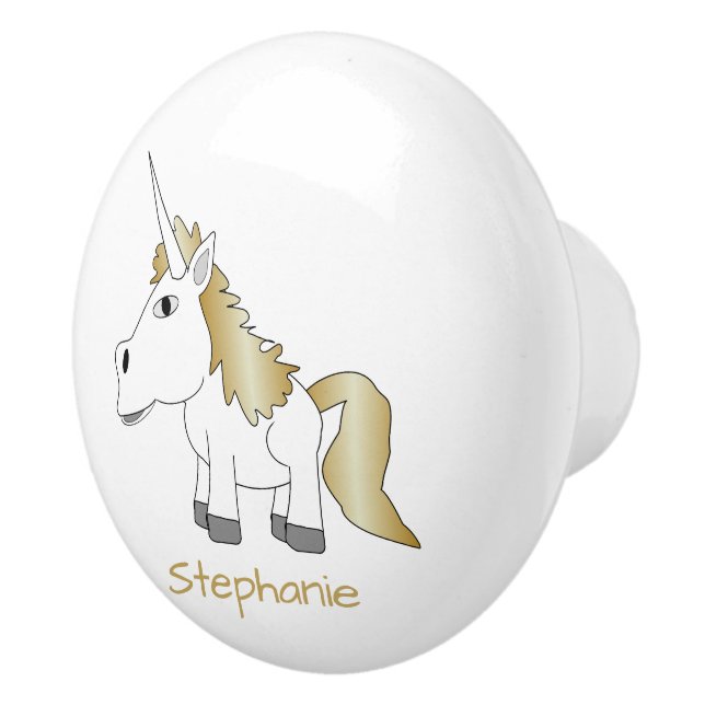 Einhorn-Design personalisiert Keramikknauf (Rechts)