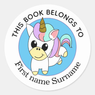 Einhorn Dieses Buch gehört personalisiert Runder Aufkleber