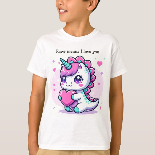 Einhorn Dino Shirt! Rawr bedeutet, dass ich dich L T-Shirt (Vorderseite)