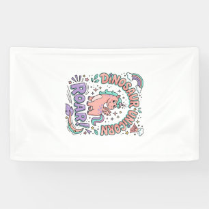 Einhorn Dinosaurier Einhorn Brüllen Retro Stil T-S Banner