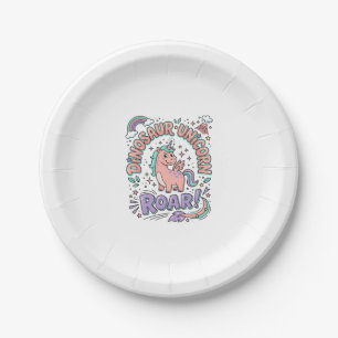 Einhorn Dinosaurier Einhorn Brüllen Retro-Stil T-S Pappteller