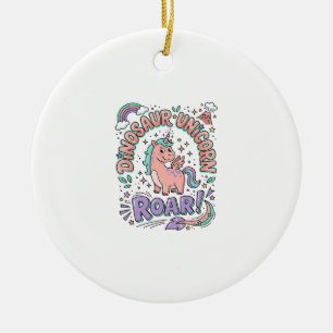 Einhorn Dinosaurier Einhorn Brüllen Retro Style T- Keramik Ornament