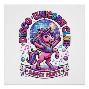 Einhorn Disco Einhorn Club Werbe Shirt Graphi Poster