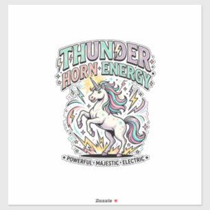 Einhorn-Donnerhorn-Energie-Retro-Stil-Produkt Gr Aufkleber