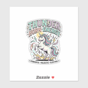 Einhorn-Donnerhorn-Energie-Retro-Stil-Produkt Gr Aufkleber