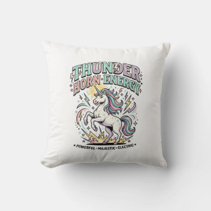 Einhorn-Donnerhorn-Energie-Retro-Stil-Produkt Gr Kissen