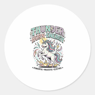 Einhorn Donnerhorn Energie Retro-Stil Produkt Gr Runder Aufkleber