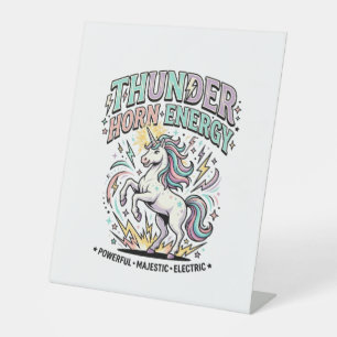 Einhorn-Donnerhorn-Energie-Retro-Stil-Produkt Gr Sockelschild