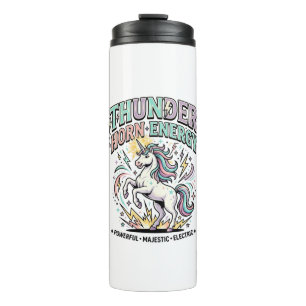 Einhorn-Donnerhorn-Energie-Retro-Stil-Produkt Gr Thermosbecher