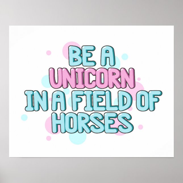 Einhorn | Ein Einhorn in einem Pferdefeld sein Poster (Vorne)