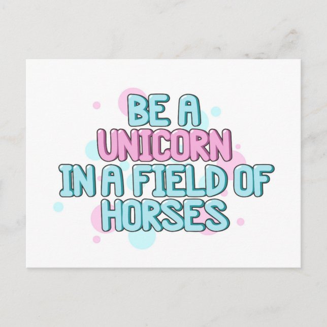 Einhorn | Ein Einhorn in einem Pferdefeld sein Postkarte (Vorderseite)