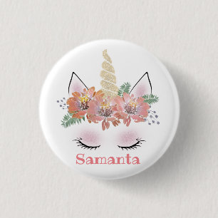Einhorn, Einhorngesicht, personalisiert, mädchenha Button
