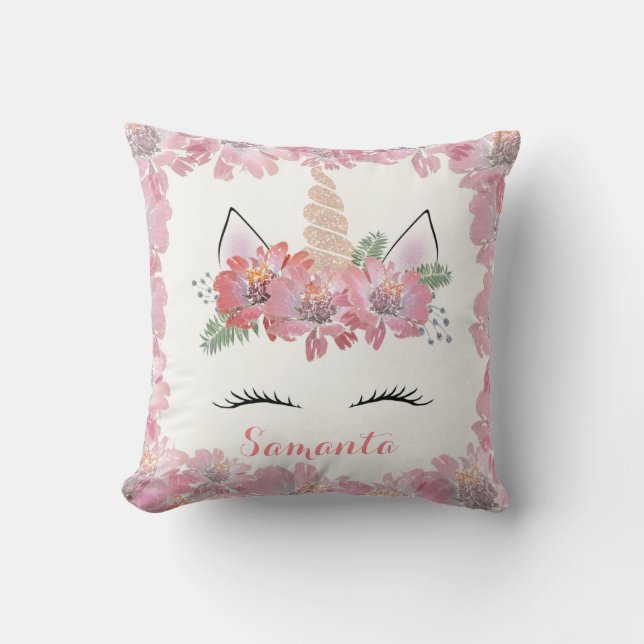 Einhorn, Einhorngesicht, personalisiert, mädchenha Kissen (Vorderseite)