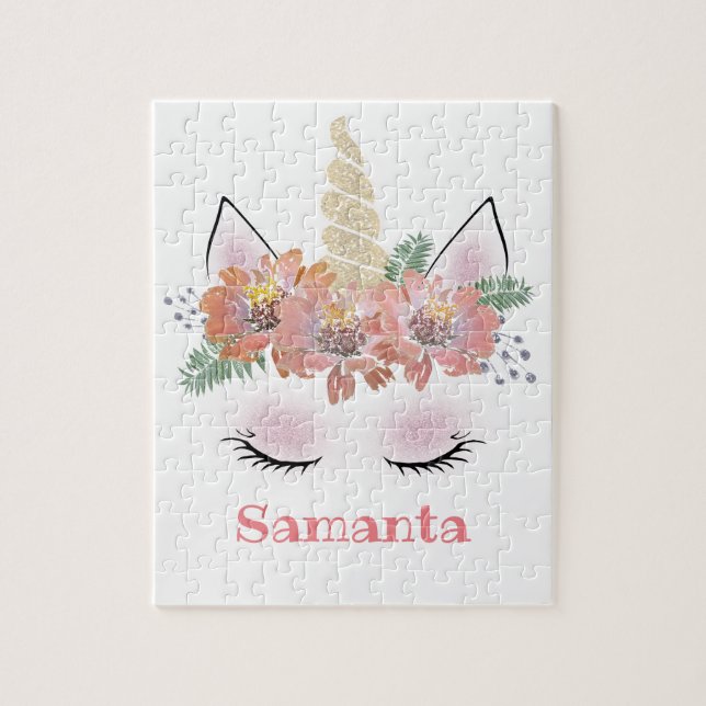 Einhorn, Einhorngesicht, personalisiert, mädchenha Puzzle (Vertikal)