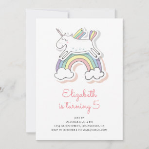 Einhorn. Einladung zur Geburtstagsfeier. Baby Mädc