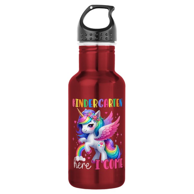 Einhorn Einschulung Kindergarten Edelstahlflasche (Vorderseite)
