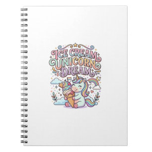 Einhorn Eiscreme Einhorn Traum Lustige Typografie  Notizblock
