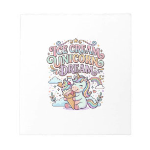 Einhorn-Eiscreme Einhorn-Traum Lustige Typografie Notizblock