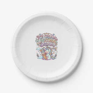 Einhorn-Eiscreme-Einhorn-Traum Lustige Typografie Pappteller
