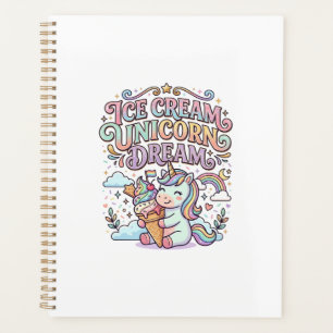 Einhorn Eiscreme Einhorn Traum Lustige Typografie  Planer