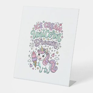 Einhorn Eiscreme Einhorn Traum Süß Pastell Produkt Sockelschild