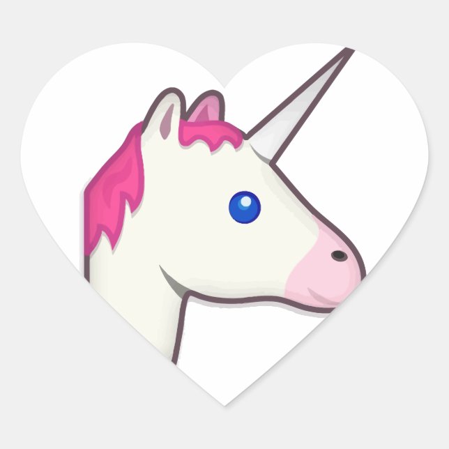 Einhorn Emoji Herz-Aufkleber (Vorderseite)