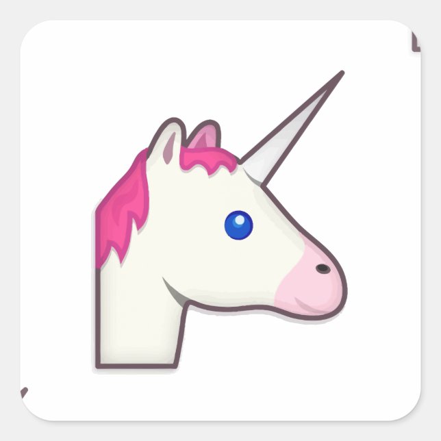 Einhorn Emoji Quadratischer Aufkleber (Vorderseite)