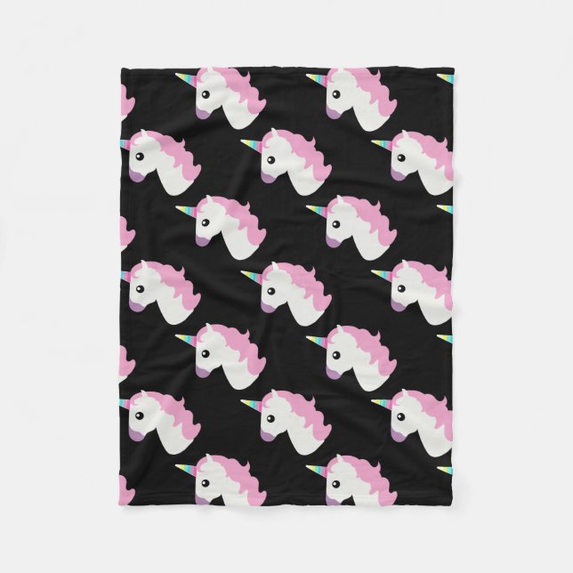 Einhorn Emoji (schwarzer Hintergrund) Fleecedecke (Vorderseite)