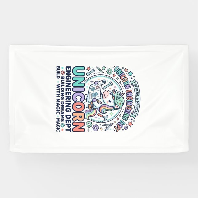 Einhorn Engineering-Abteilung Fett-Typografie T-Sh Banner (Horizontal)