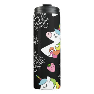 Einhorn, Erdbeere, Ananas, Eiszeichnungen Thermosbecher
