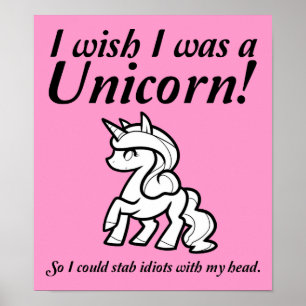 Einhorn Erstechen Lustiges Poster Schild
