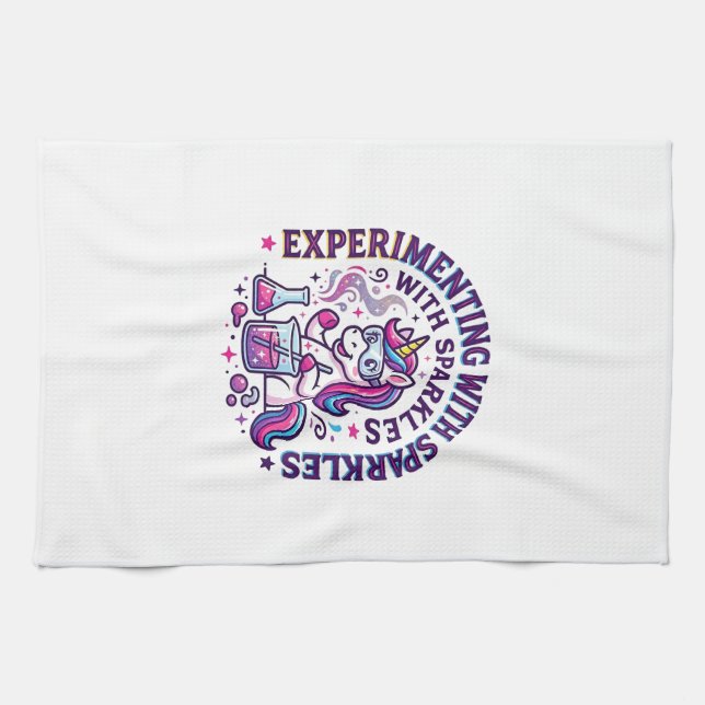 Einhorn experimentiert mit Funkeln Werbefilm Cut Geschirrtuch (Horizontal)