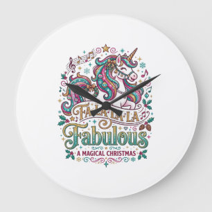 Einhorn Fa La La La Fabelhaft Weißer Hintergrund S Große Wanduhr