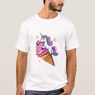 Einhorn Fahrende Eiscreme Männer Frauen Kinder Jun T-Shirt