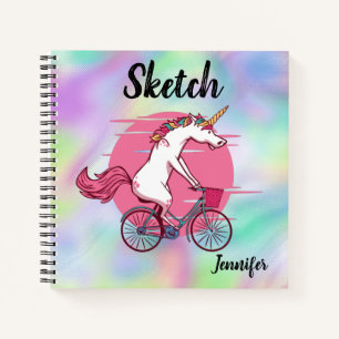 Einhorn Fahrrad Monogramm Skizzenbuch Notizbuch