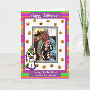 Einhorn-Familienfoto Halloween Karte