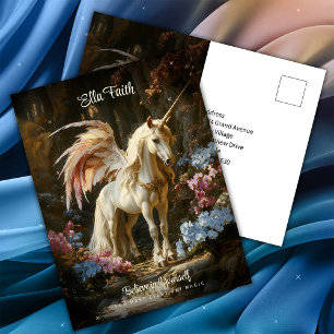 Einhorn-Fantasie-Wald-Ermutigung Postkarte