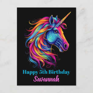 Einhorn-Fantasie zur personalisierten Geburtstagsf Postkarte